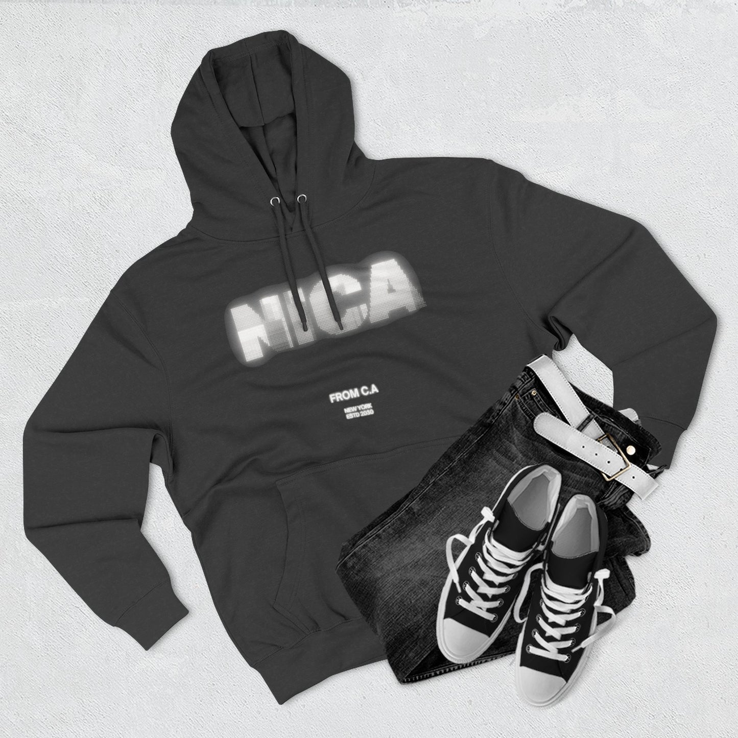 Casual Fleece Hoodie with NICA Print, Cozy Sweatshirt for Everyday Wear, Perfect for Gifts, Travel, and Relaxation