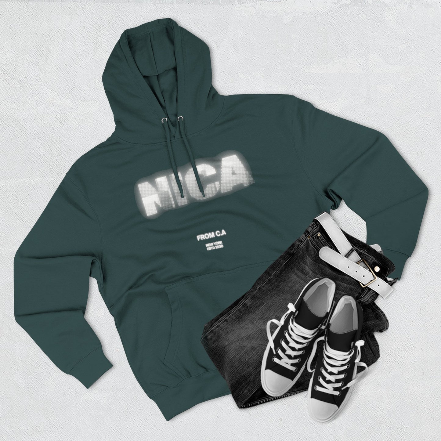 Casual Fleece Hoodie with NICA Print, Cozy Sweatshirt for Everyday Wear, Perfect for Gifts, Travel, and Relaxation