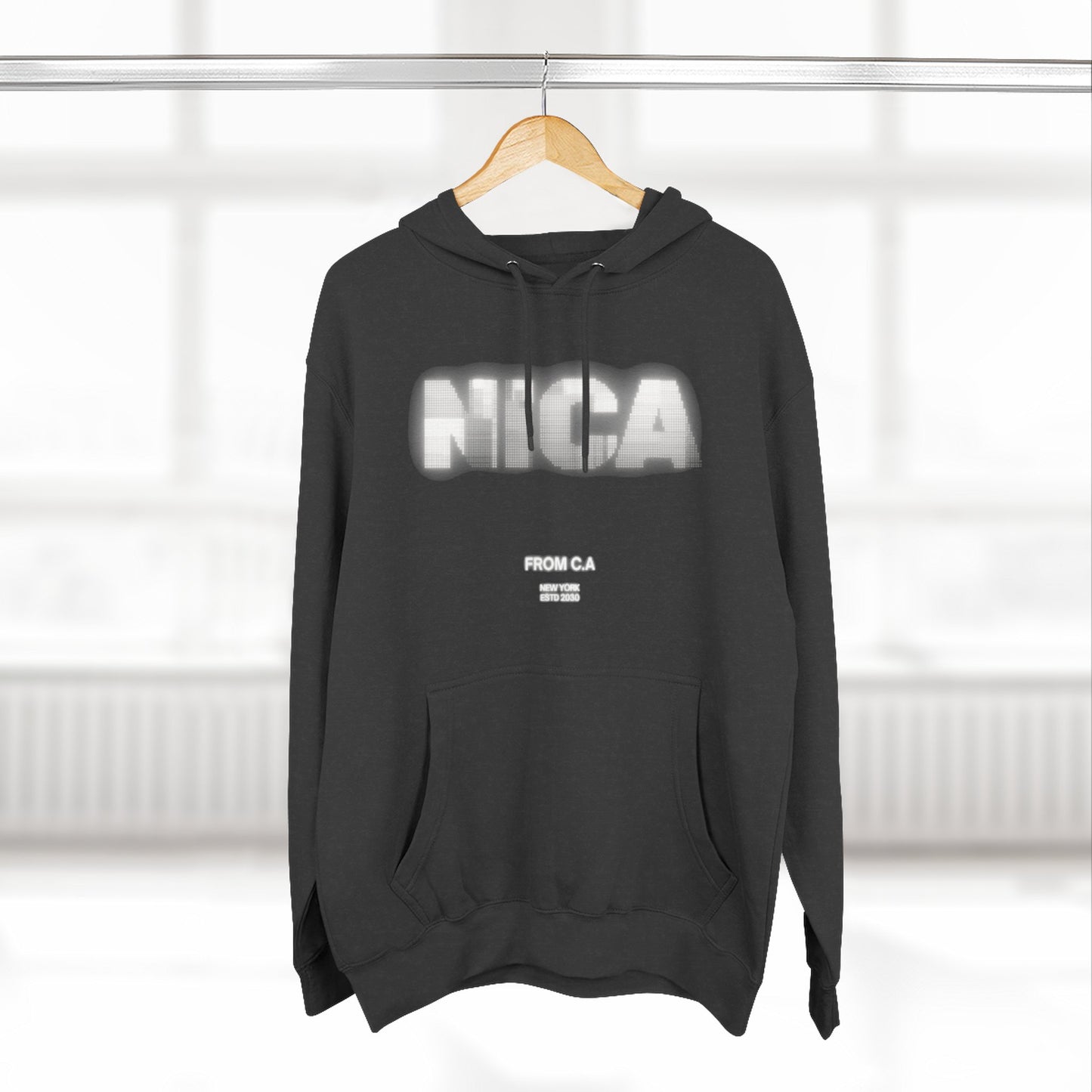Casual Fleece Hoodie with NICA Print, Cozy Sweatshirt for Everyday Wear, Perfect for Gifts, Travel, and Relaxation