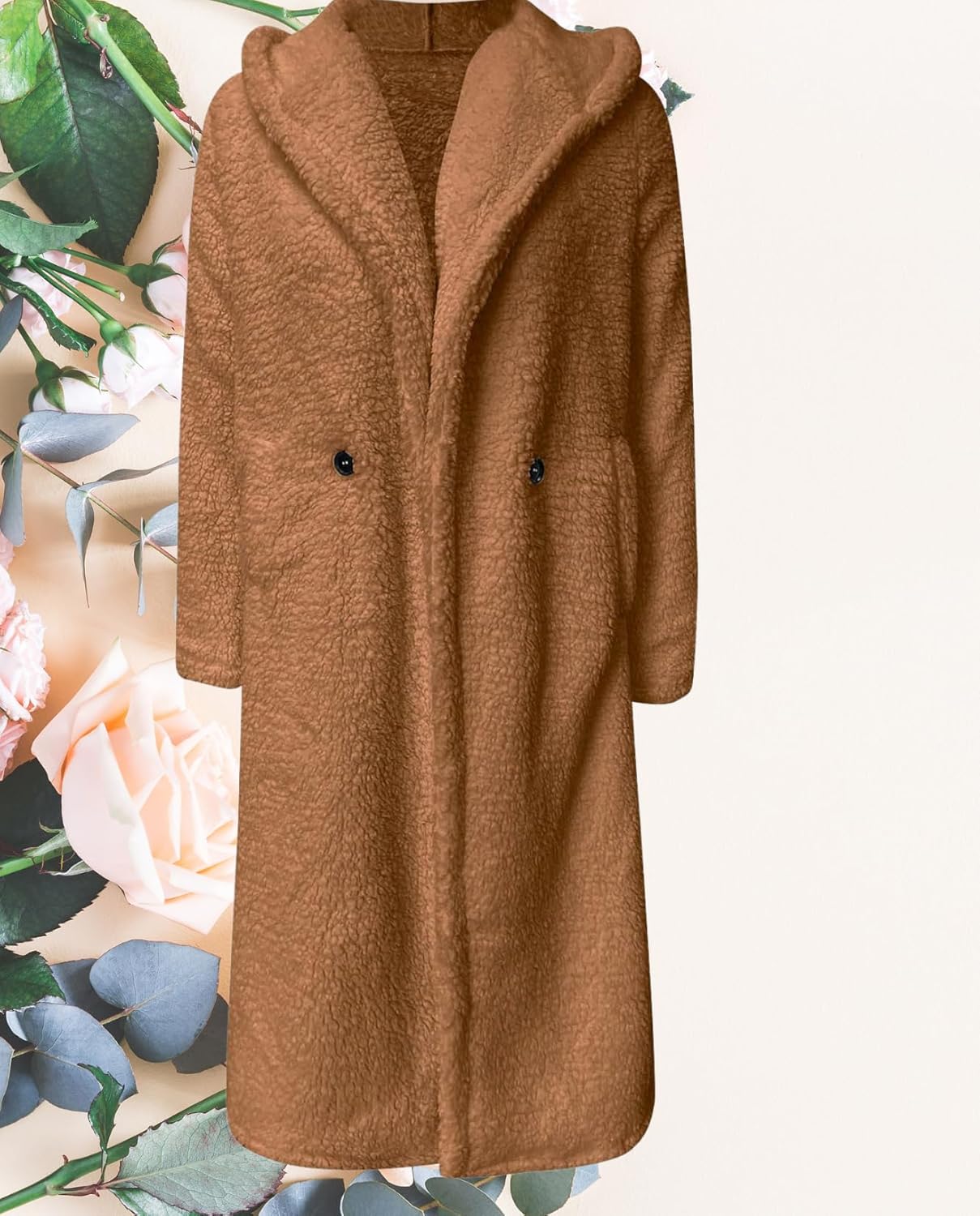 Ladies Cozy Winter Teddy Bear Long Coats for Women 2024 Fashion Oversized Jacket Fuzzy Fleece Faux Fur Sherpa