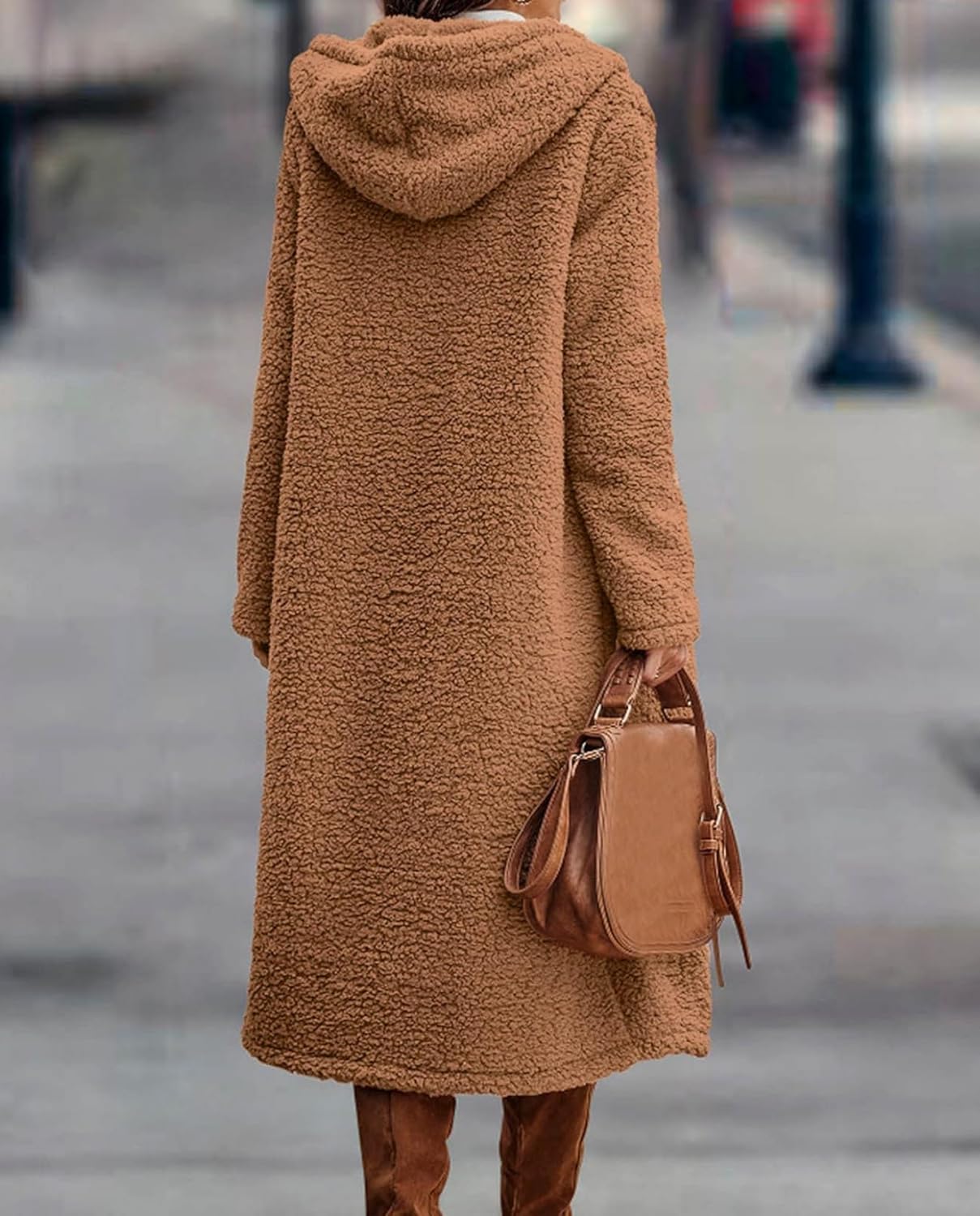 Ladies Cozy Winter Teddy Bear Long Coats for Women 2024 Fashion Oversized Jacket Fuzzy Fleece Faux Fur Sherpa